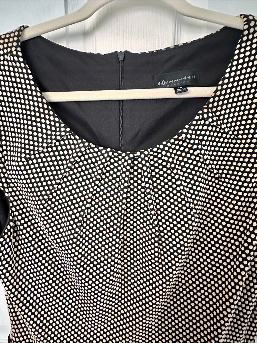 connected apparel Black and White Polka Dot Dress with Belt - Picture 3 of 4